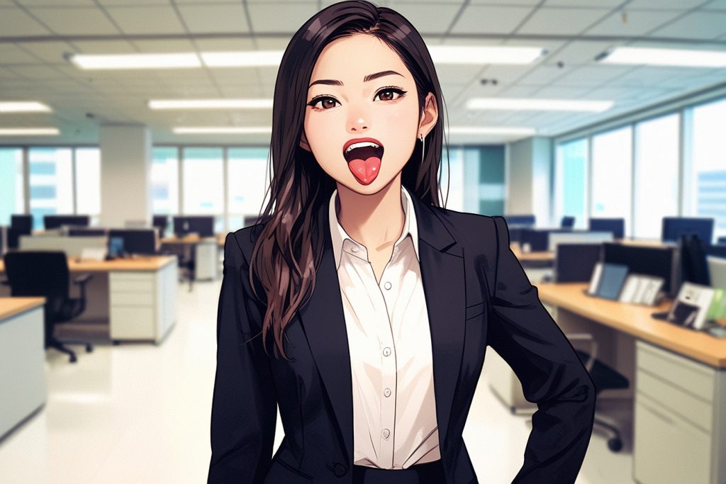 舌を出してる素敵な女性